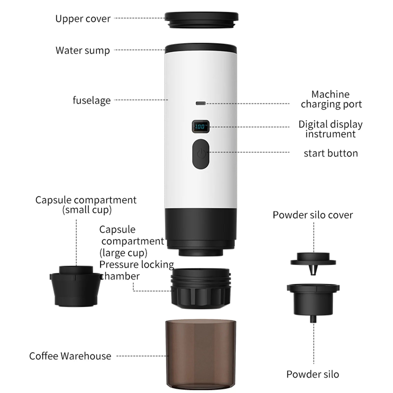 Portable Electric Capsule Coffee Maker Espresso Pot Cordless Heating Pump Press Coffee Maker Travel and Car 3 in 1 Coffee Pot