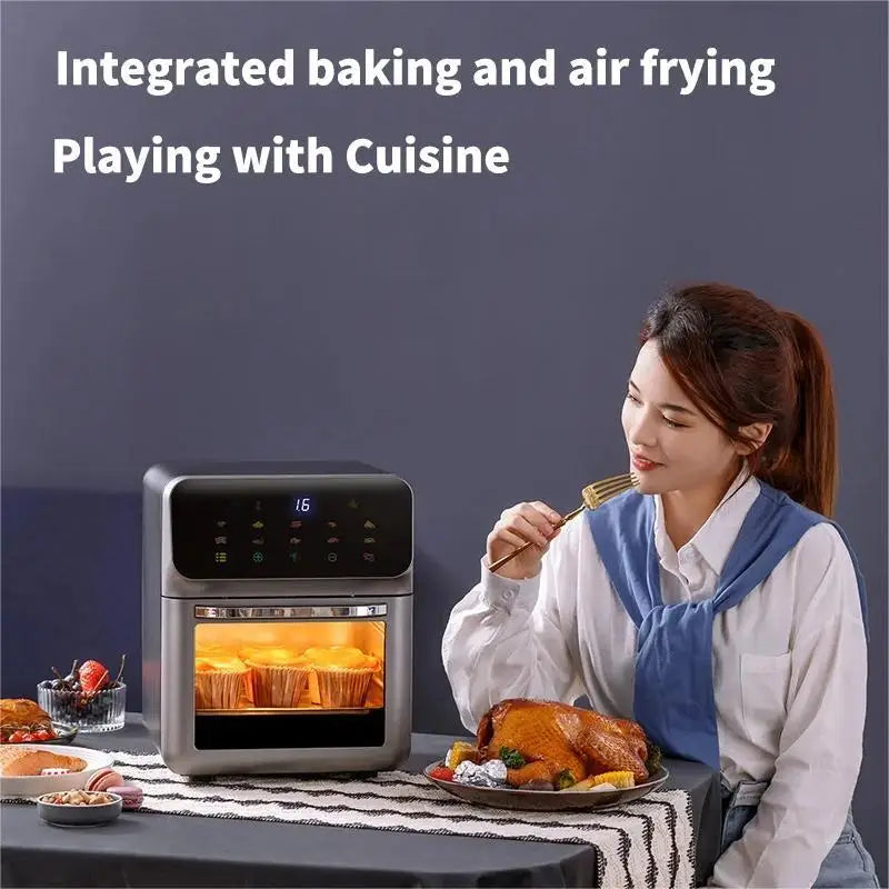 10L Air Fryer 1350W Electric Hot Fryer Oven Oilless cooler with Touch Control non-Basket Visible windows, Family Size