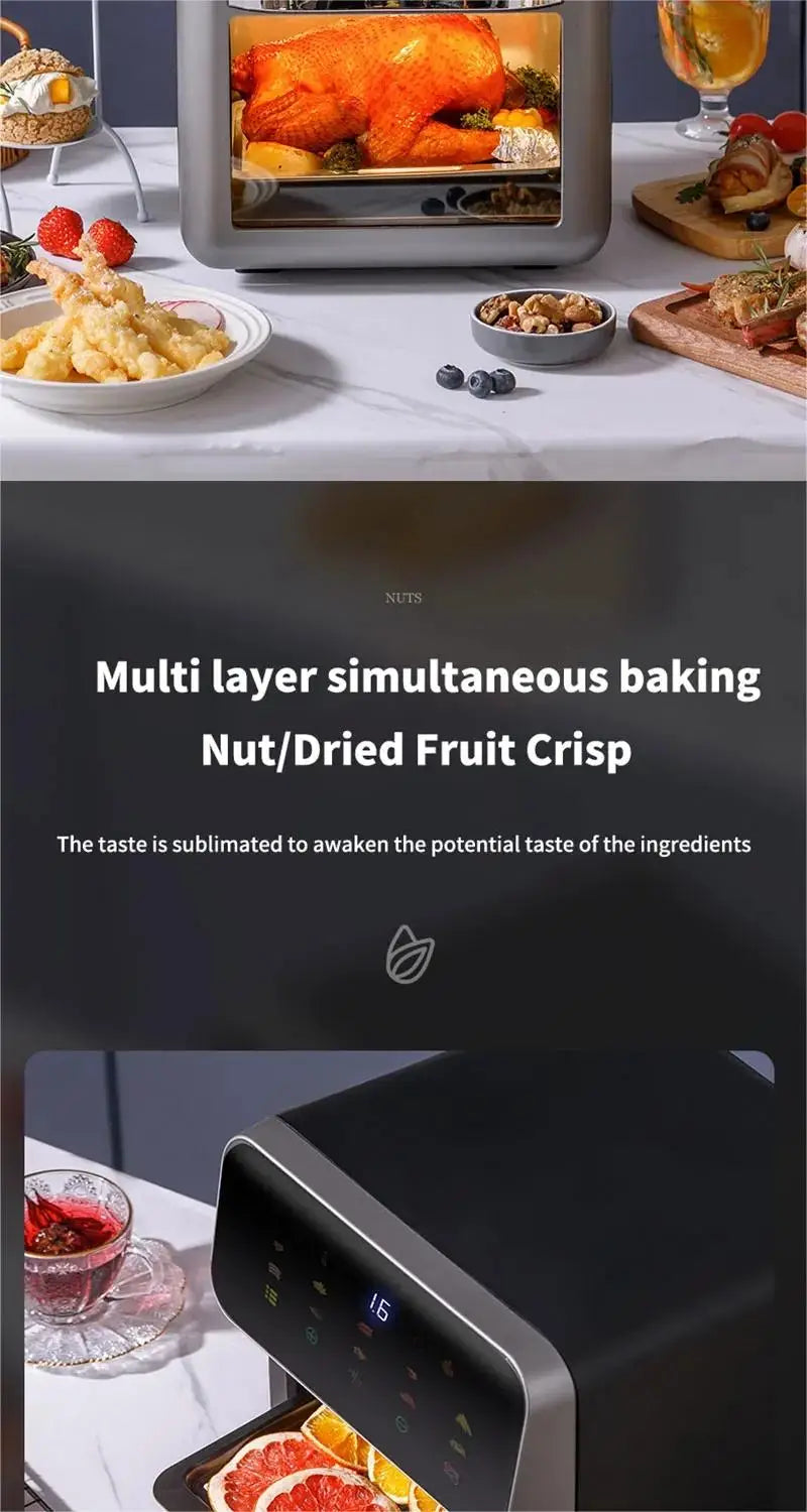 10L Air Fryer 1350W Electric Hot Fryer Oven Oilless cooler with Touch Control non-Basket Visible windows, Family Size