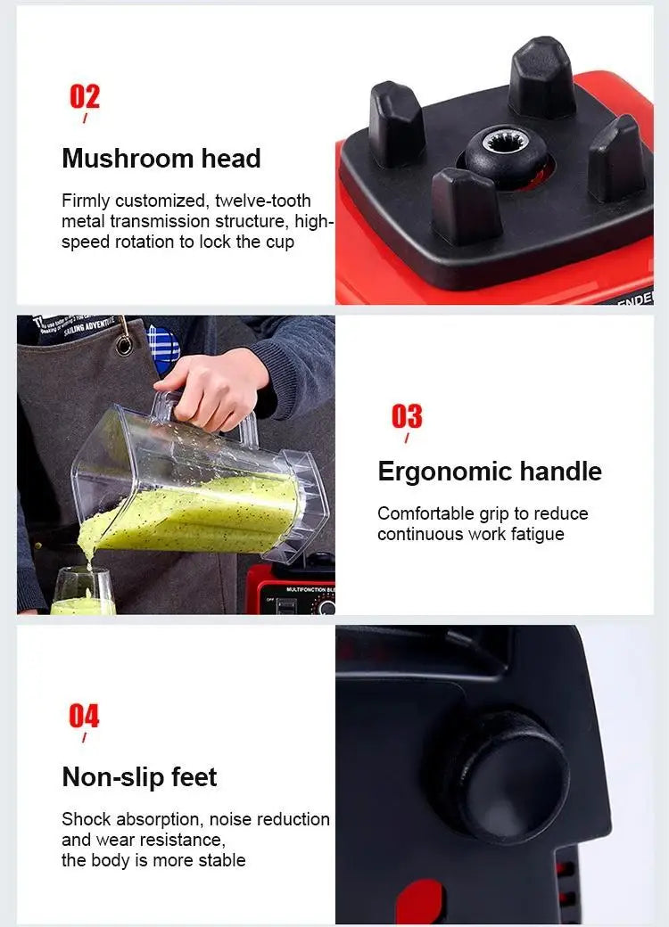 2000W 2-in-1 Blender Fixed Food Processor