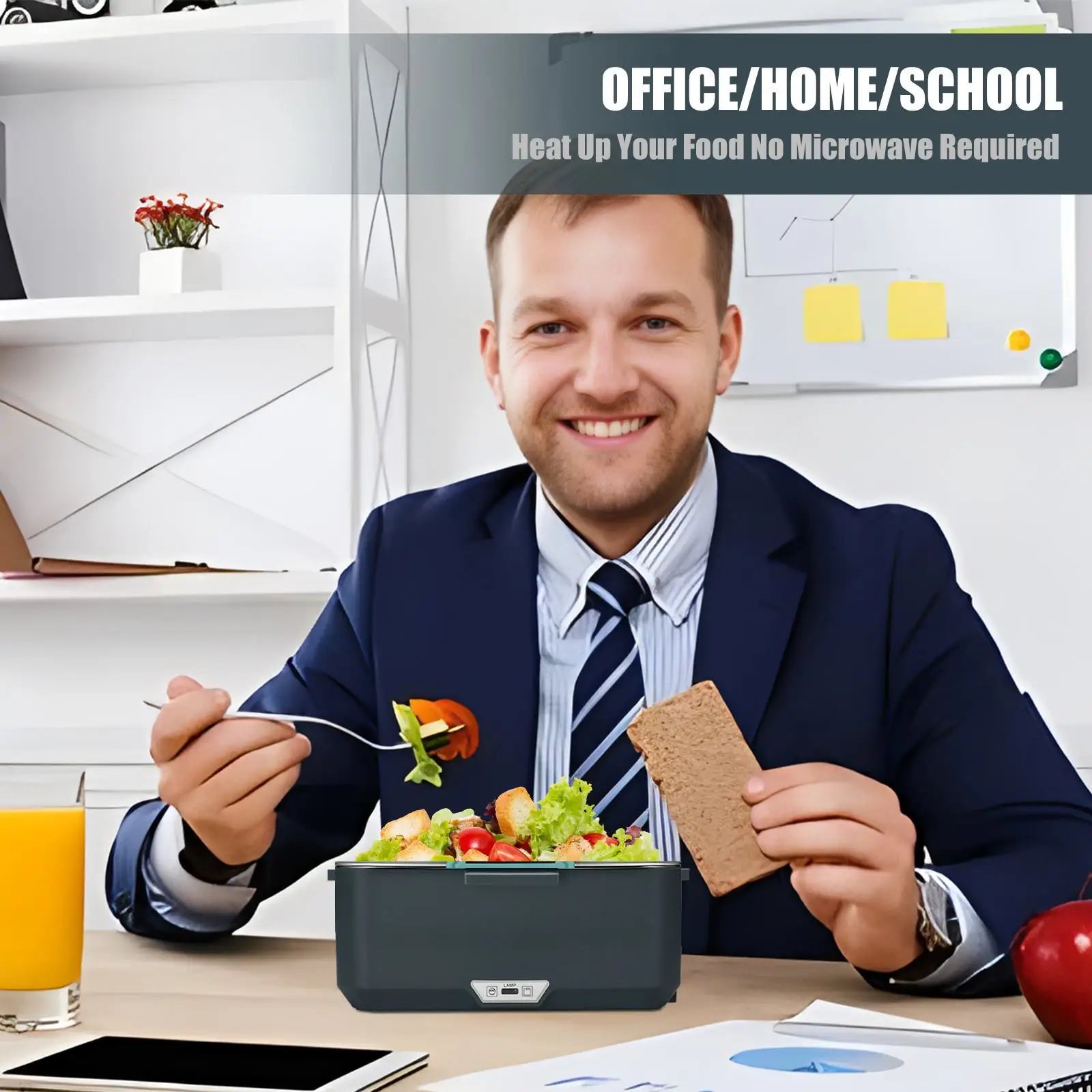 2.5L 90W Electric Lunch Box Food Warmer Portable Food Heater for Car Or Home Leak Proof Lunch Heating Microwave for Truckers