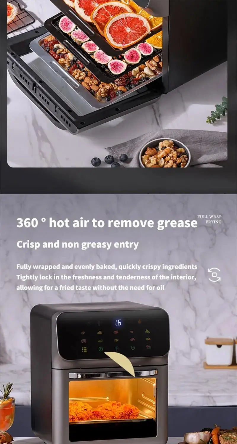 10L Air Fryer 1350W Electric Hot Fryer Oven Oilless cooler with Touch Control non-Basket Visible windows, Family Size