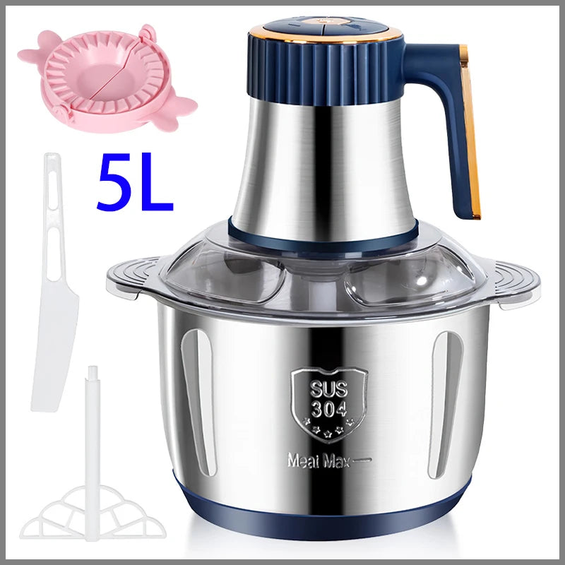 5L Electric Meat Grinders 304 Stainless Steel Food Crusher Multifunctional Vegetable Slicer Chopper Mincer Baby Food Processor