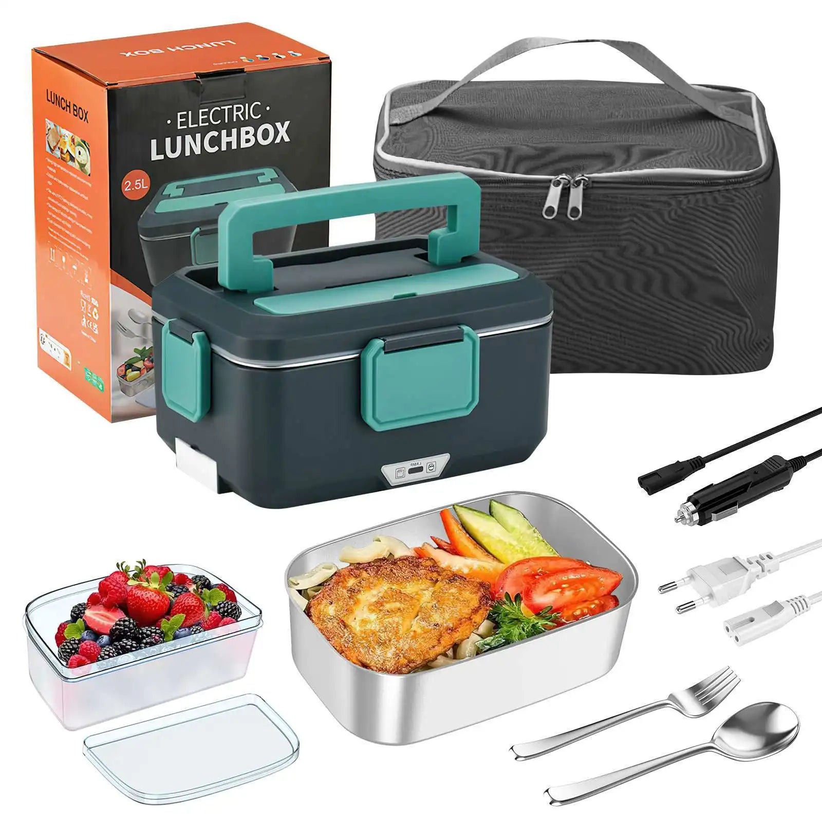2.5L 90W Electric Lunch Box Food Warmer Portable Food Heater for Car Or Home Leak Proof Lunch Heating Microwave for Truckers