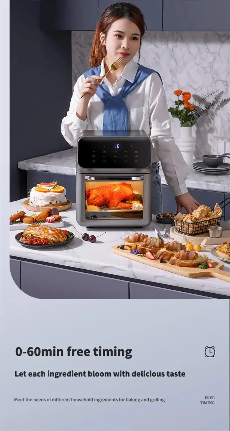 10L Air Fryer 1350W Electric Hot Fryer Oven Oilless cooler with Touch Control non-Basket Visible windows, Family Size