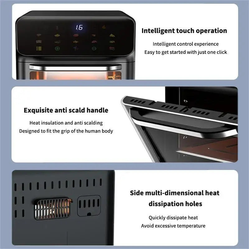 10L Air Fryer 1350W Electric Hot Fryer Oven Oilless cooler with Touch Control non-Basket Visible windows, Family Size
