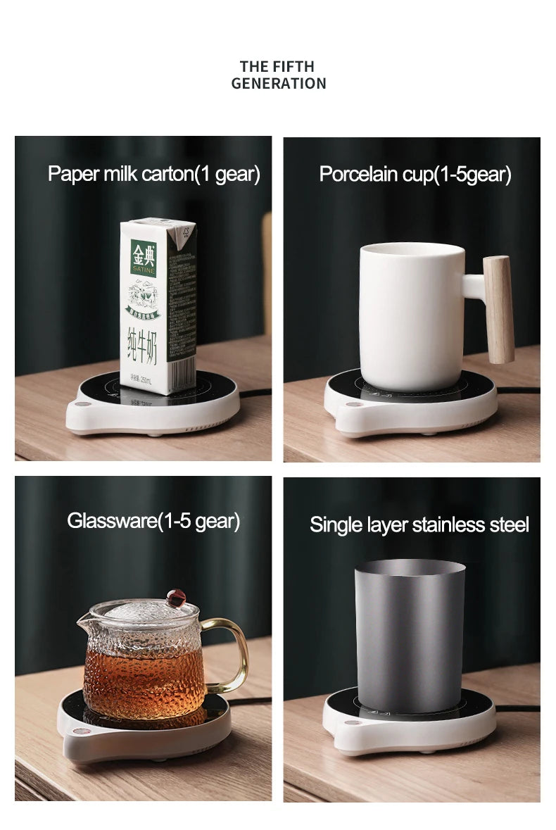 110V 220V Cup Heater Mug Warmer 100°C Hot Tea Makers 5 Gear Temperature Warmer Coaster Heater for Coffee Milk Tea Heating Pad