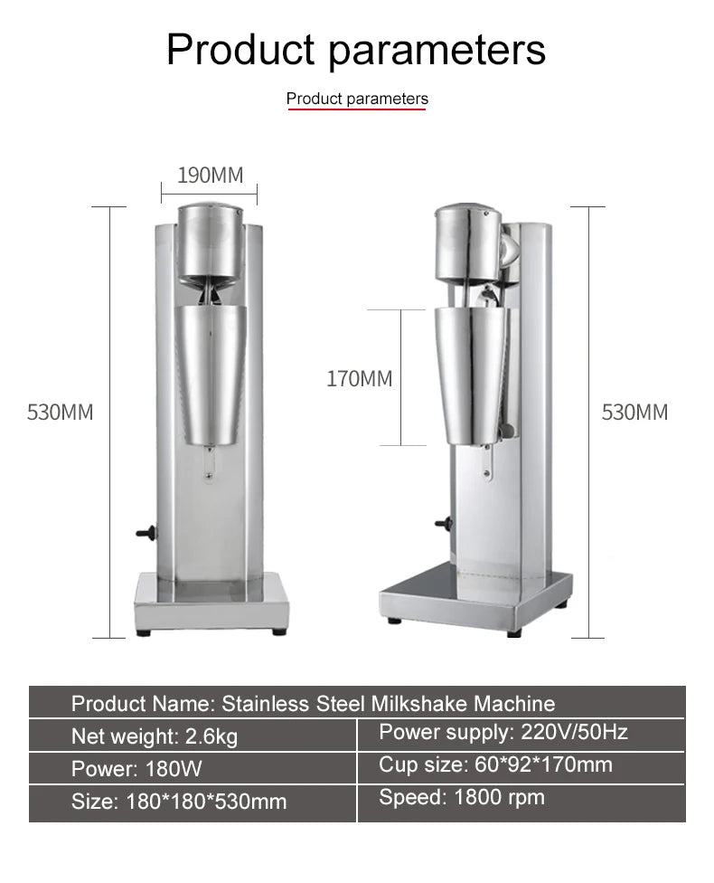 JIQI Multifunction Milkshaker Stainless Steel Milkshake Bubble Tea Stirring Machine Drink Milk Foam Mixer Blender Smoothie Maker