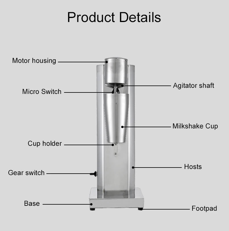 JIQI Multifunction Milkshaker Stainless Steel Milkshake Bubble Tea Stirring Machine Drink Milk Foam Mixer Blender Smoothie Maker