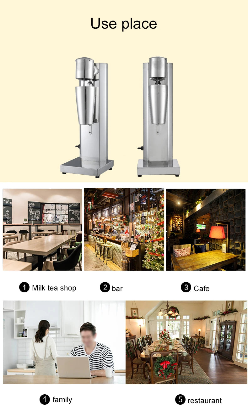 JIQI Multifunction Milkshaker Stainless Steel Milkshake Bubble Tea Stirring Machine Drink Milk Foam Mixer Blender Smoothie Maker