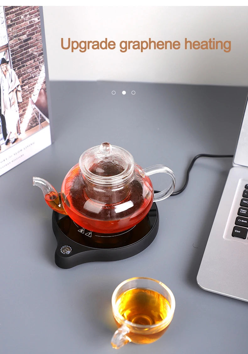 110V 220V Cup Heater Mug Warmer 100°C Hot Tea Makers 5 Gear Temperature Warmer Coaster Heater for Coffee Milk Tea Heating Pad