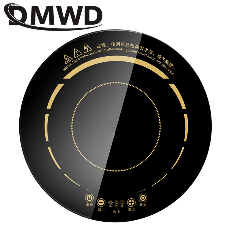 DMWD 2000W Round Electric Magnetic Induction Cooker Wire Control Black Crystal Panel Hotpot Cooktop Stove Cooktop Hot Pot Oven