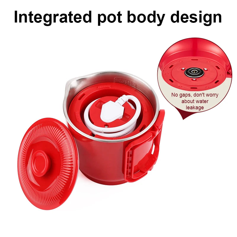 Folding Portable Electric Kettle Insulated Hot Water Boiler Stainless Steel Travel Noodles Cooking Pot Stew Skillet 800ML Hotpot