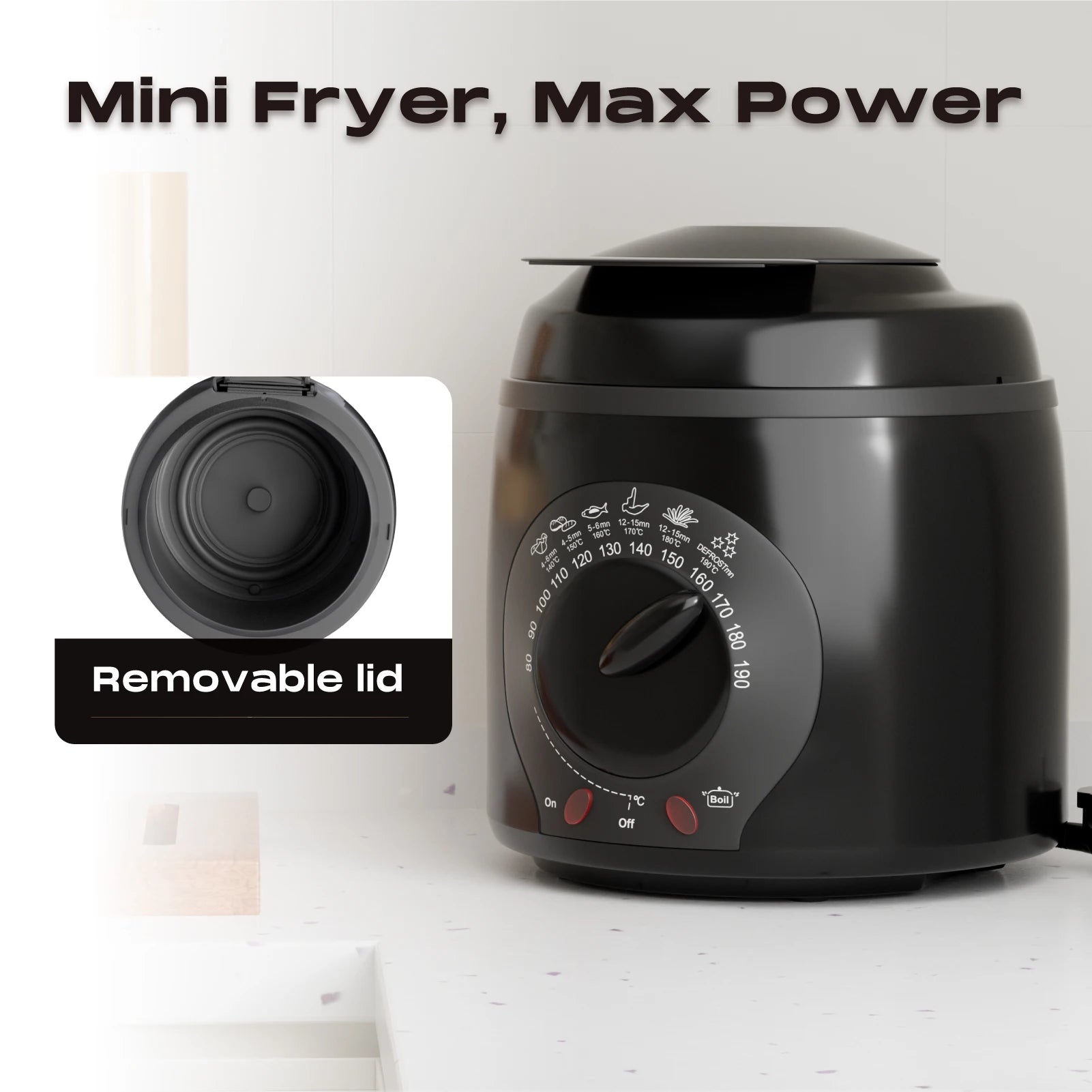 SUPERLEX Electric Deep Fryer 1L For Home Temperature Control Visual Window Removable Oil Tank Easy‑Clean Fried Chicken Fries Pot