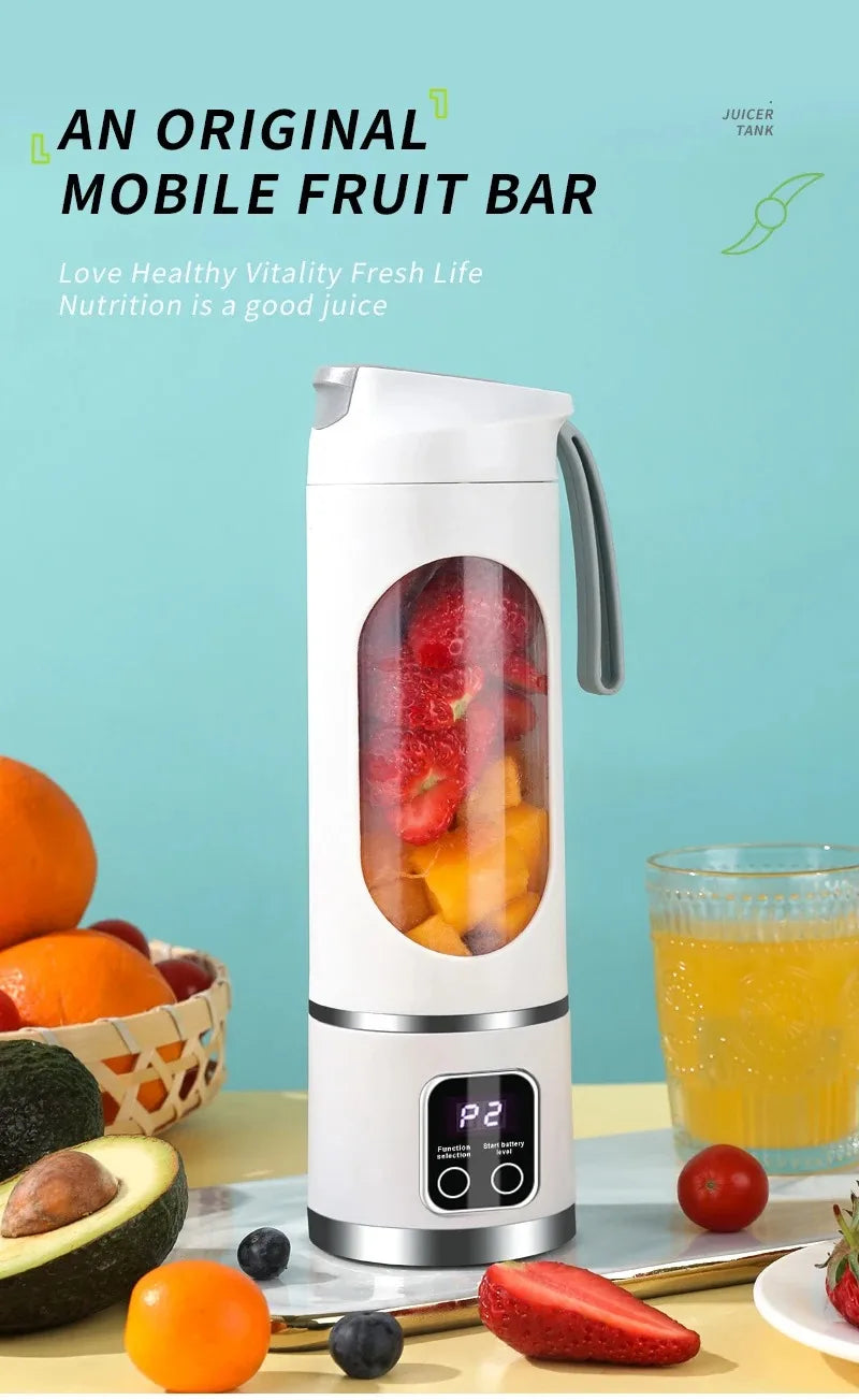 Portable Fruit Juicer 10 Blades 450ml Capacity 3 Gears USB Rechargeable Blender Ice Crusher for Shakes and Smoothies Juicer Cup