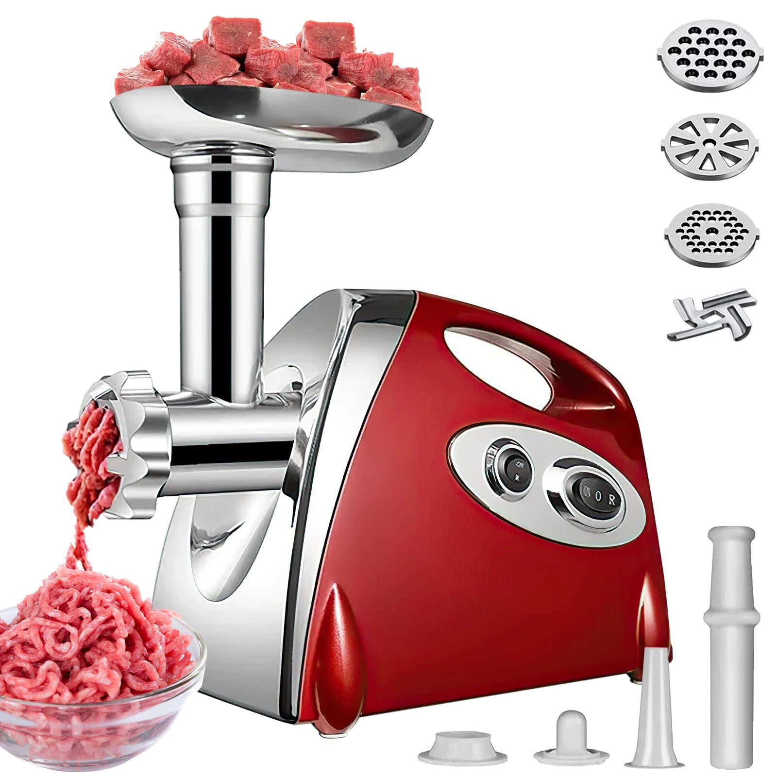 Electric Meat Grinder Heavy Duty Meat Mincer Grinder Stainless Steel Food Processor Sausage Stuffer for Homemade Dog Food