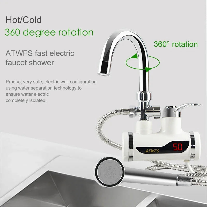 Electric Instant Shower Water Heater Instant Hot Water Faucet Kitchen Electric Tap Water Heating Instantaneous Heater