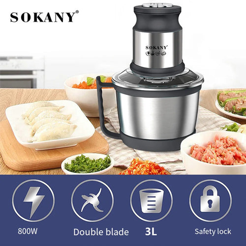 800W 3L Meat Grinder Electric Stainless Steel Blender Mixer Machine for Kitchen Food Processors Chopper Meat Mincer 220V