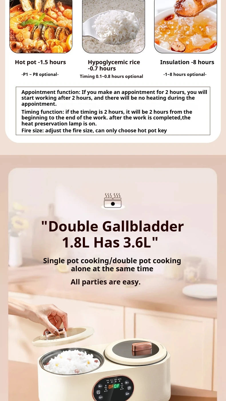 Double Gallbladder Electric Rice Cooker Multifunctional Fully Automatic Intelligent Hot Pot Steamer