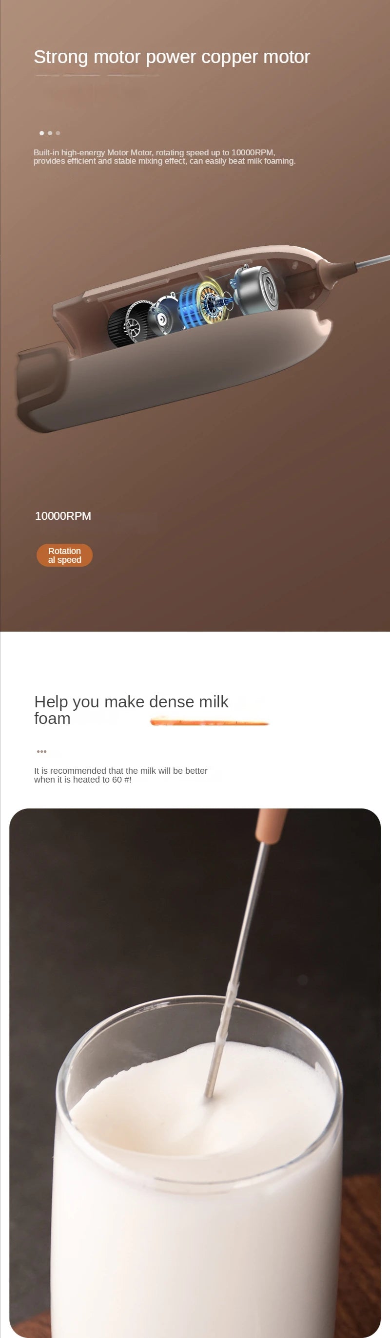 Electric Milk Frother Kitchen Drink Foamer Mixer Stirrer Coffee Cappuccino Creamer Whisk Frothy Blend Whisker Egg Beater