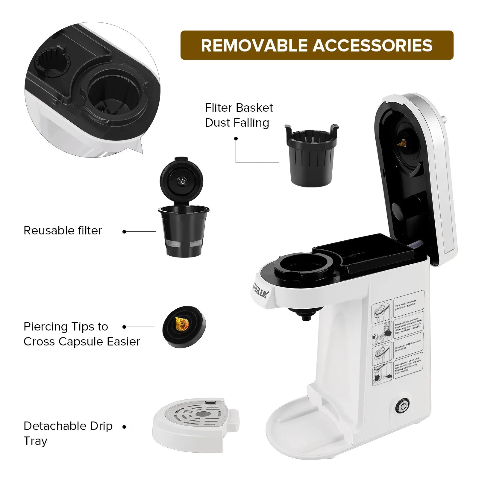 110V/220V K-Cup Capsule Coffee Maker American Style Small Capsule Coffee Machine Home Coffee Powder Brewing Machine