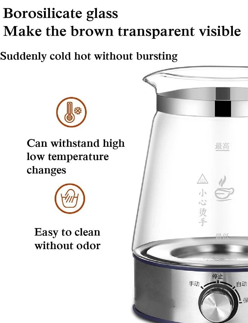 1L Electric Kettle Heat-resistant Glass Tea Infuser Pot With Filter  Automatic Steam Spray Borosilicate glass Teapot Health Pot