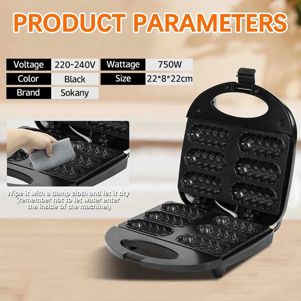 Electric Hot Dog Maker Crispy Corn Hotdog Waffle Maker Sausage Machine Breakfast Pan Baking Grill Kitchen Appliances 800W