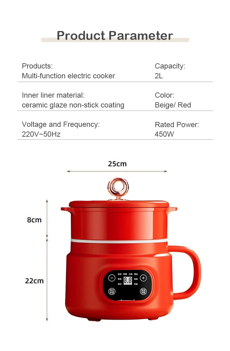 Mini Low-Sugar Rice cooker Food steamer Hot pot Electric cooking pot Non-stick Skillet Multi cooker Low calorie diet cookeware