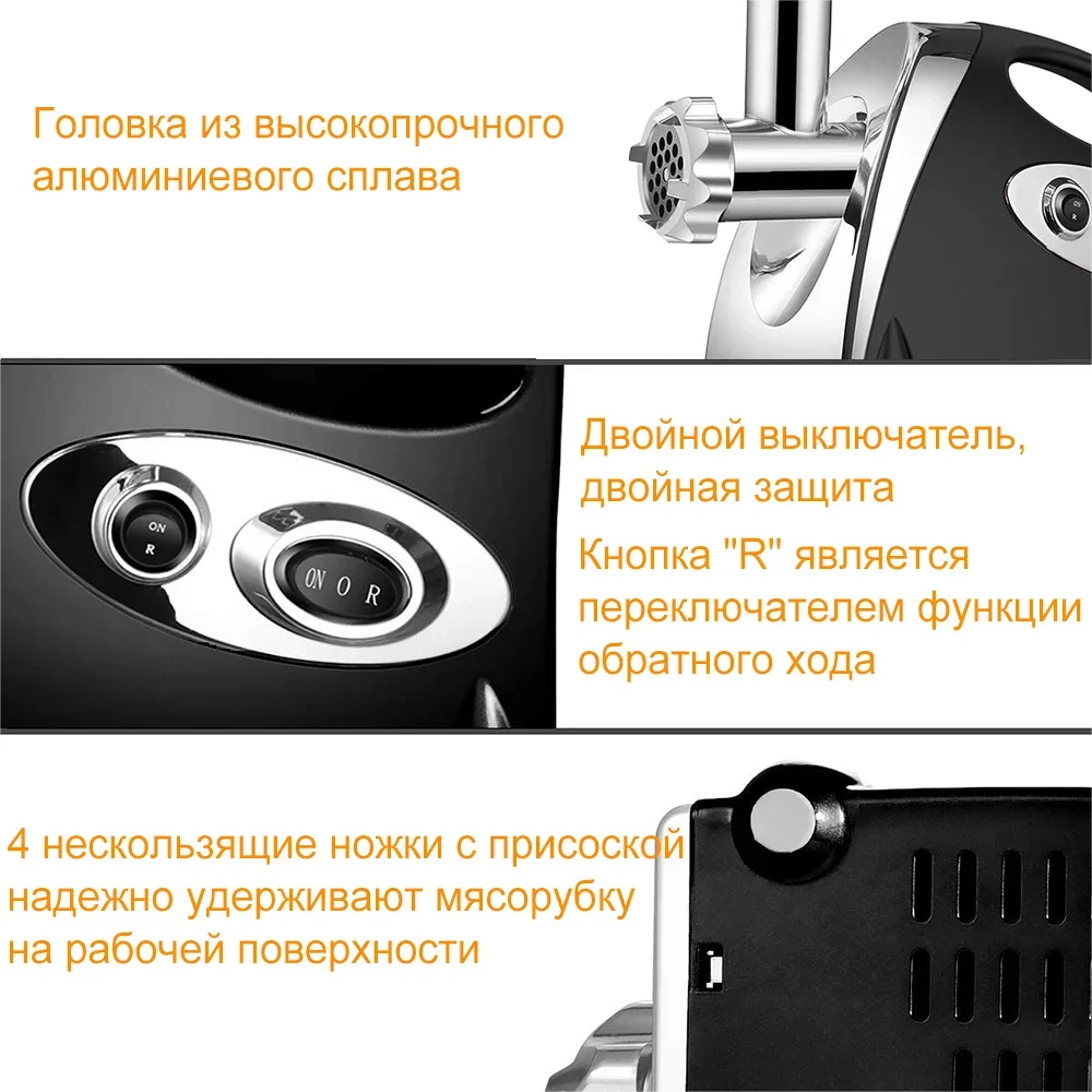 Electric Meat Grinder Heavy Duty Meat Mincer Grinder Stainless Steel Food Processor Sausage Stuffer for Homemade Dog Food