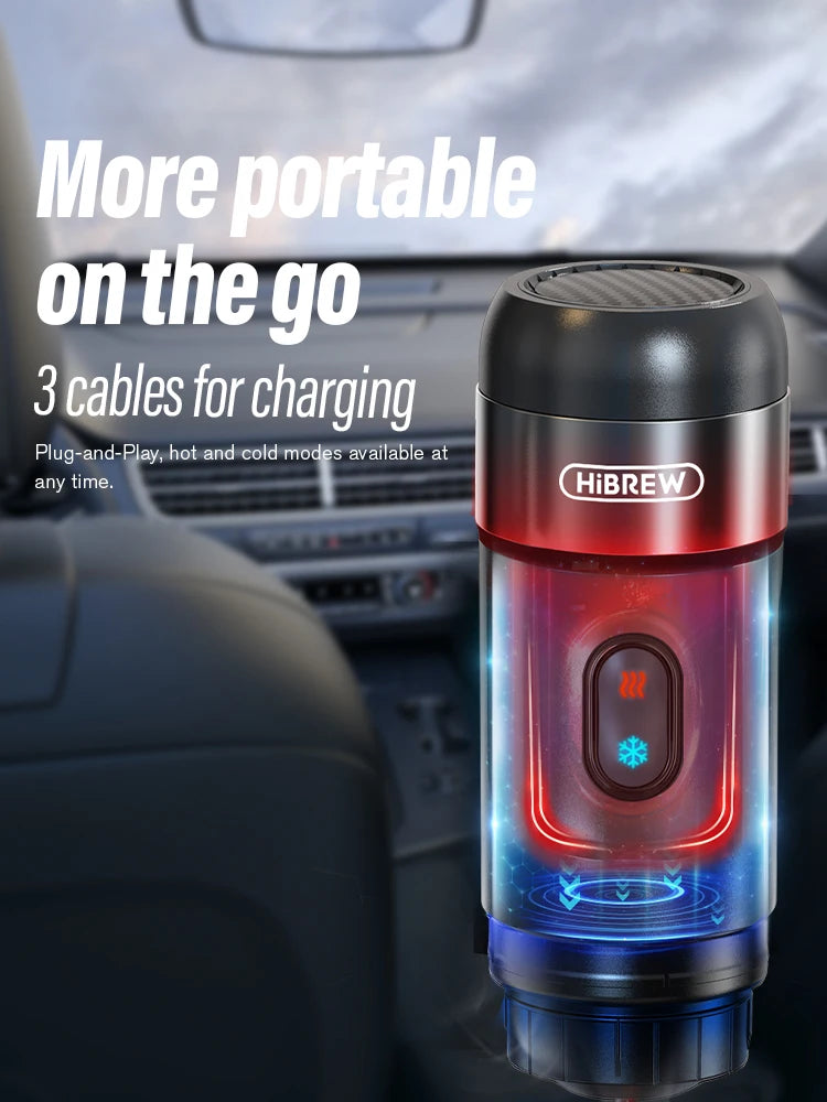HiBREW Portable Coffee Machine for Car & Home,DC12V  Expresso Coffee Maker Fit Nexpresso Dolce  Pod Capsule  Coffee Powder H4A