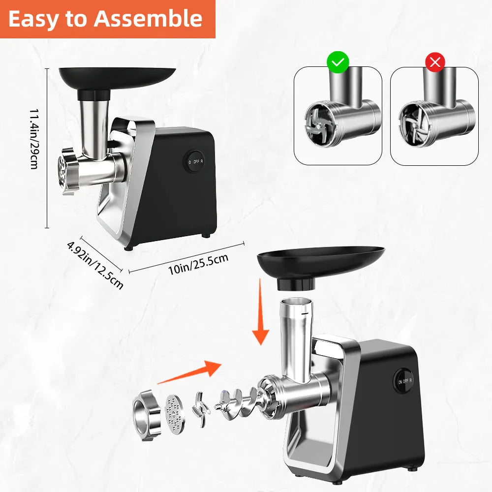 Electric Meat Grinder Heavy Duty Meat Mincer Grinder Stainless Steel Food Processor Sausage Stuffer for Homemade Dog Food