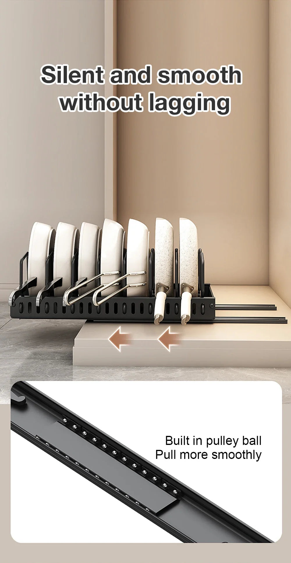 Kitchen Multifunctional Organizer Pull Out for Pots/Pans Sliding Lid Holder Spice Rack & Dish Drying Racks Drawer Organizer