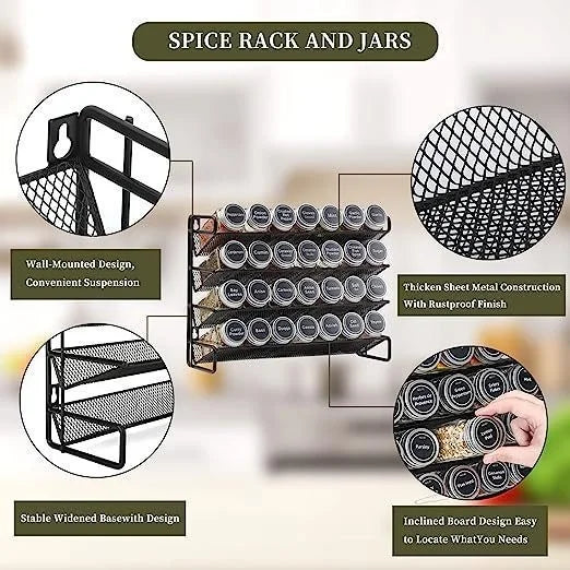Kitchen Spice Bottle Storage Rack 4 Tier Countertop Seasoning Organizer Hollow Iron Shelf For Home Cooks Family Table Decor