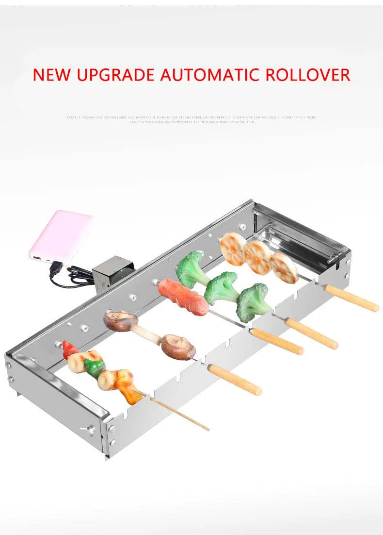 Commercial Barbecue Skewers Griddle Stainless Steel Grill Automatic Meat Rotate Machine Width Adjustable Hot Dog Roller