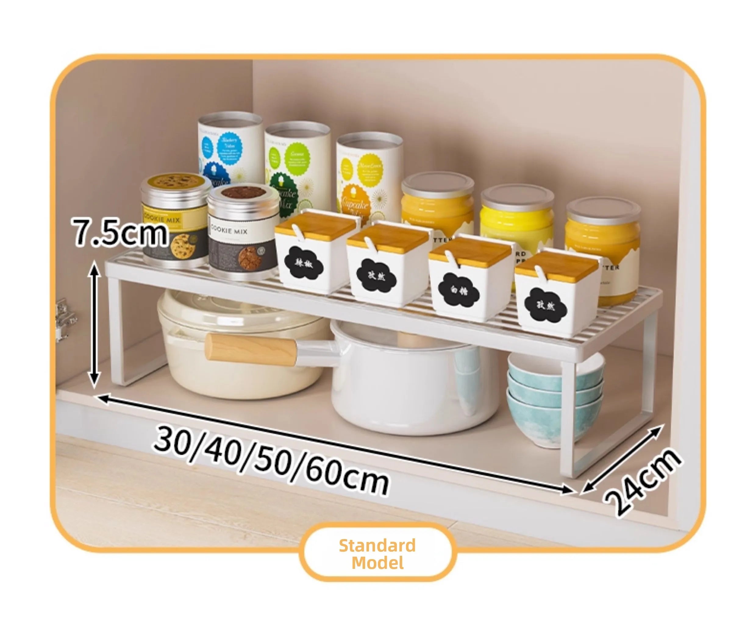 Kitchen Storage Rack Countertop Dish Pot Utensil Organizer Cabinet Inner Multi-layer Shelf Seasoning Tabletop Storage