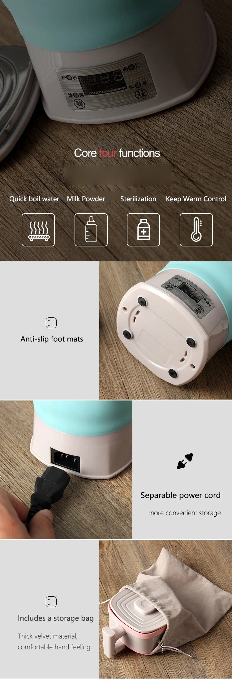 Wide voltage Silicone Folding pot Portable Electric kettle