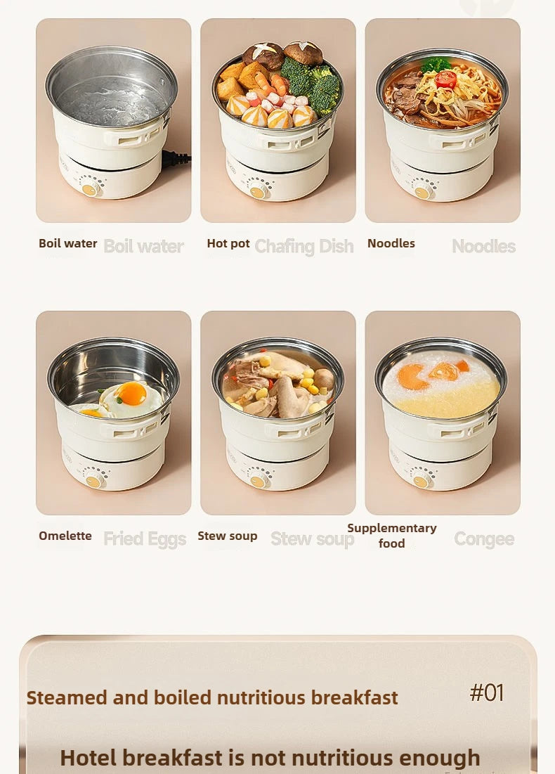 Electric Cooker 110V/220V Cooking Pot Foldable Hotpot 1.6L Portable Multi cookers Split Type Rice Cooker Frying Pan Home Travel