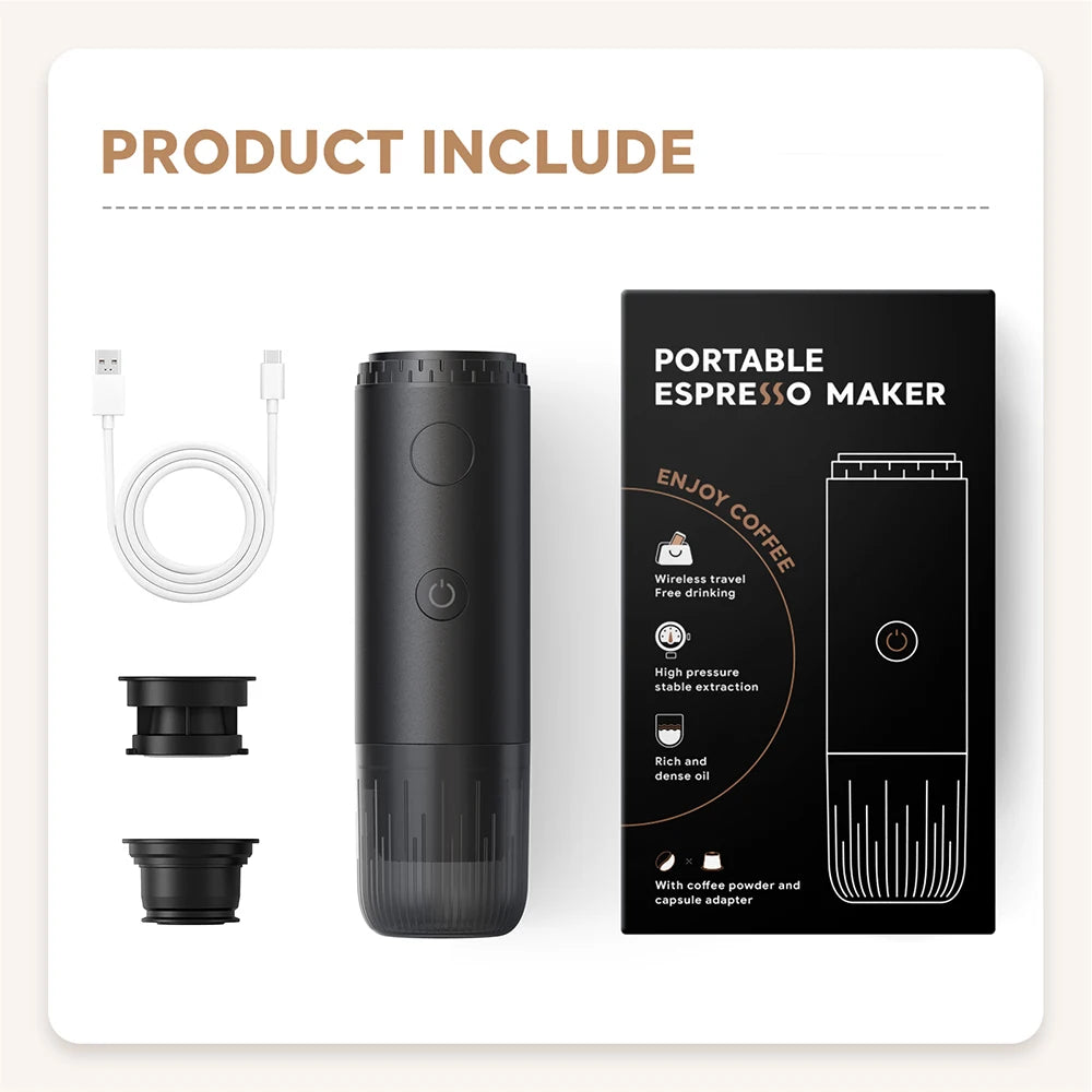 RECAFIM Wireless Electric Portable Espresso Coffee Machine for Car Home Camping Coffee Maker Fit Nespresso Dolce Capsule Powder