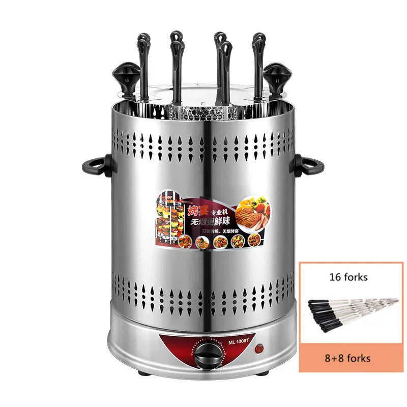 Electric Smokeless Vertical BBQ Grill Making Machine Meat Rotary Kebab Skewer Machine
