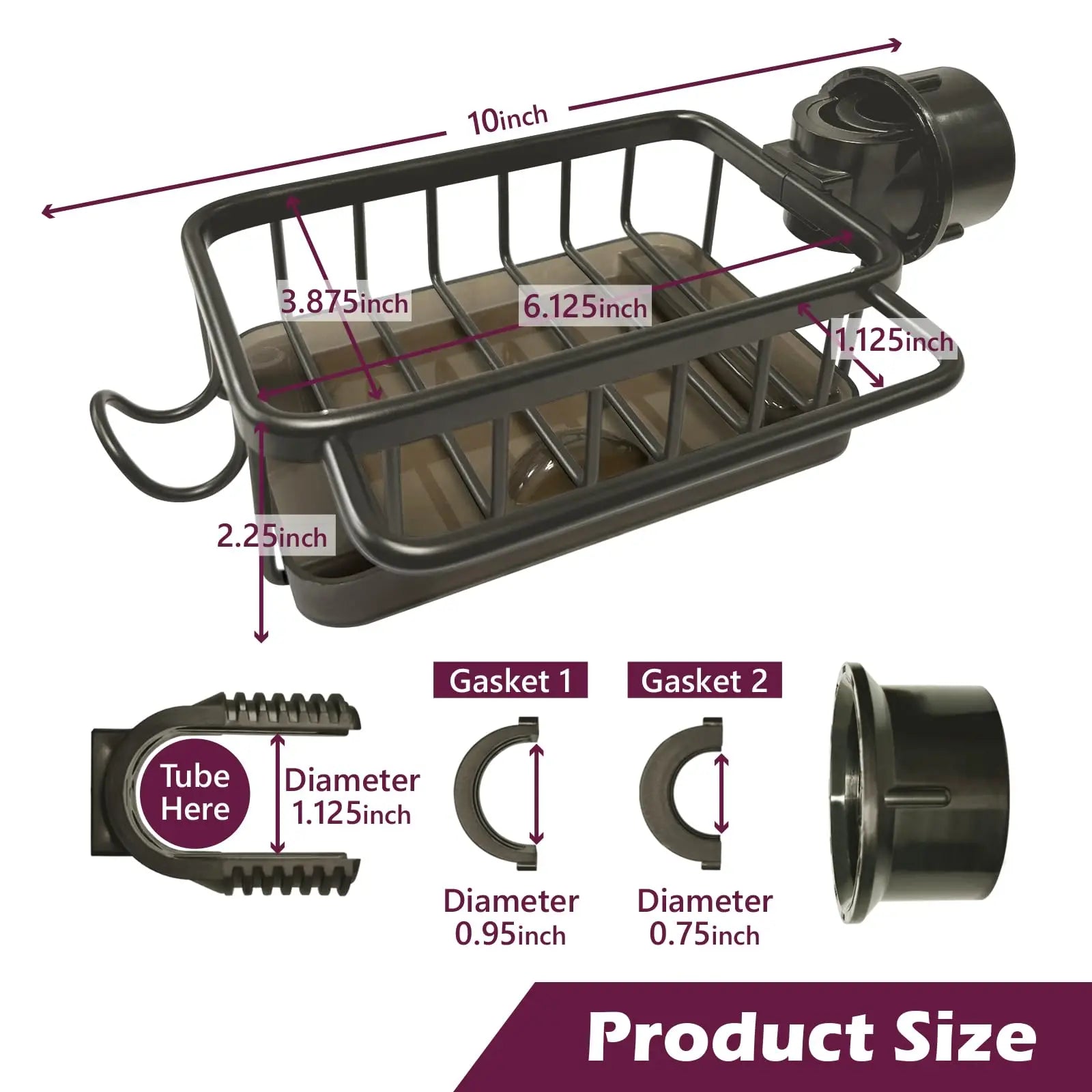 Kitchen Sink Faucet Organizer,3in1 Kitchen Faucet Organization Rack - Dish Sponge Holder, Multi-Function Storage Caddy Rack