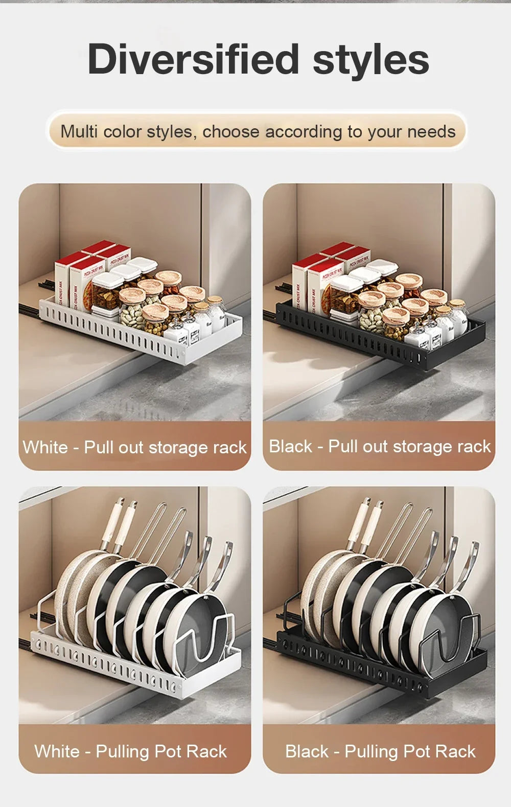 Kitchen Multifunctional Organizer Pull Out for Pots/Pans Sliding Lid Holder Spice Rack & Dish Drying Racks Drawer Organizer