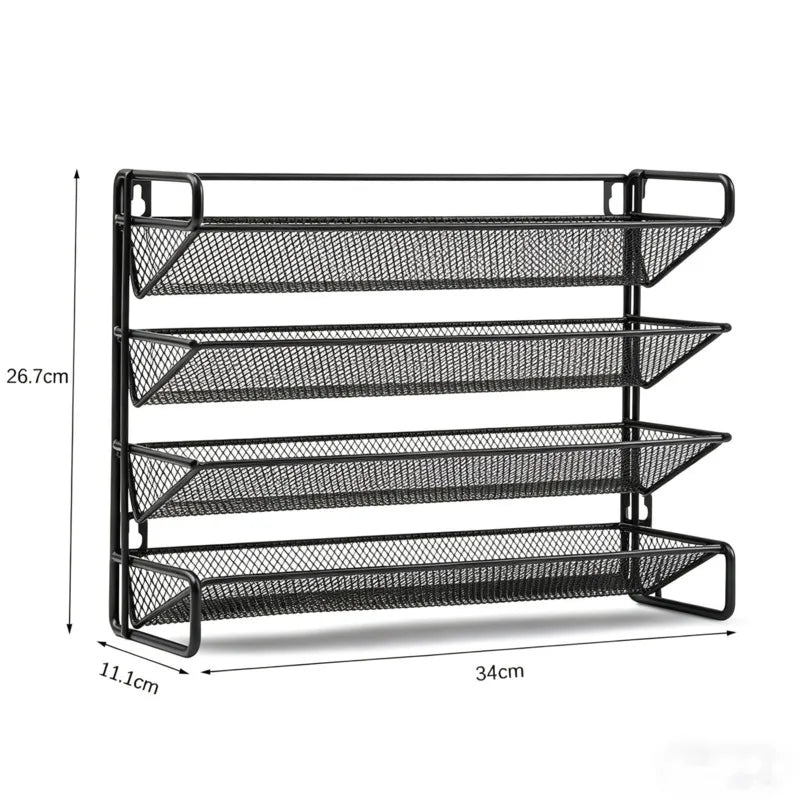 Kitchen Spice Bottle Storage Rack 4 Tier Countertop Seasoning Organizer Hollow Iron Shelf For Home Cooks Family Table Decor