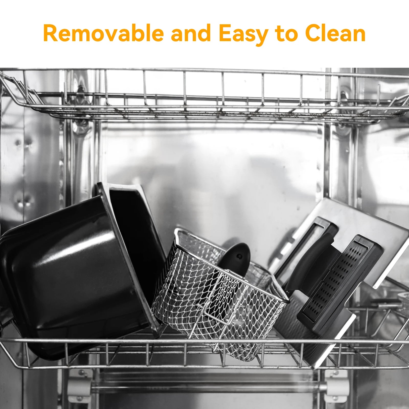 3L Fryer, 2200 W, Lid with Viewing Window, Adjustable Thermostat, 304 Stainless Steel and Removable Container