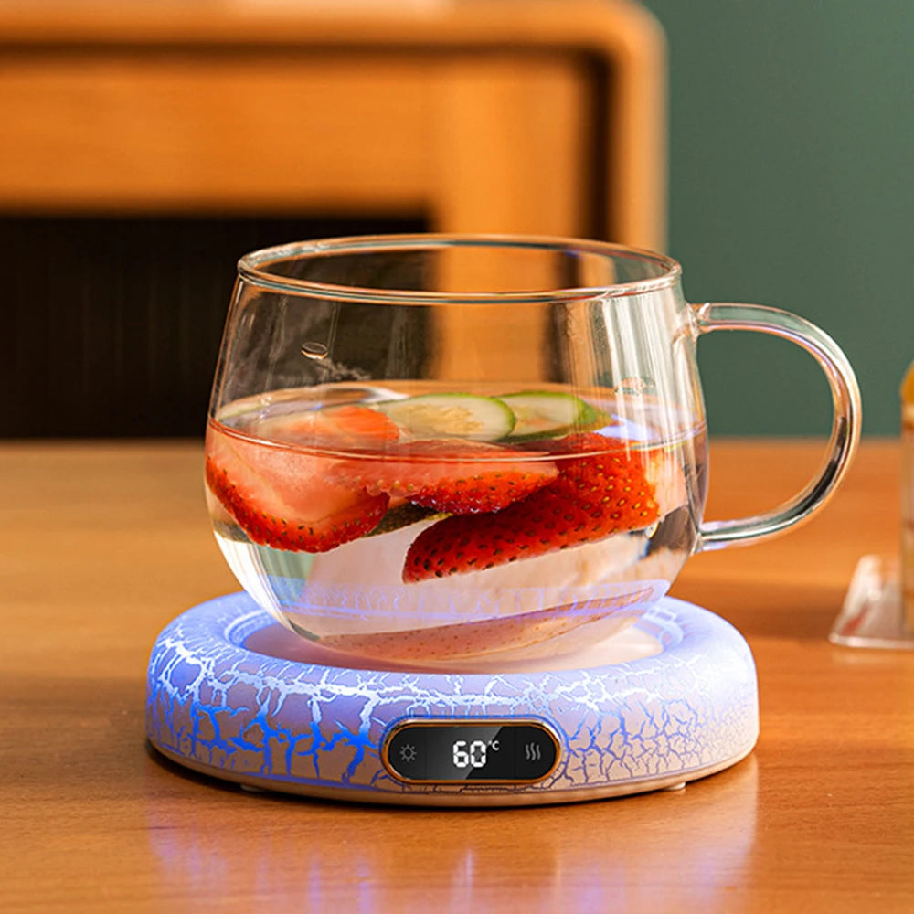 Electric Beverage Cup Warmer with LED Lamp 4 Gear Constant Temperature Digital Display For Home Office Insulated Heating Coaster