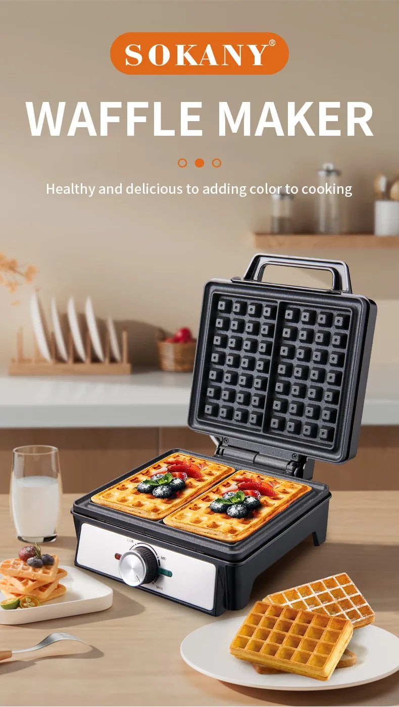 Waffles Maker 2 Slices Adjustable