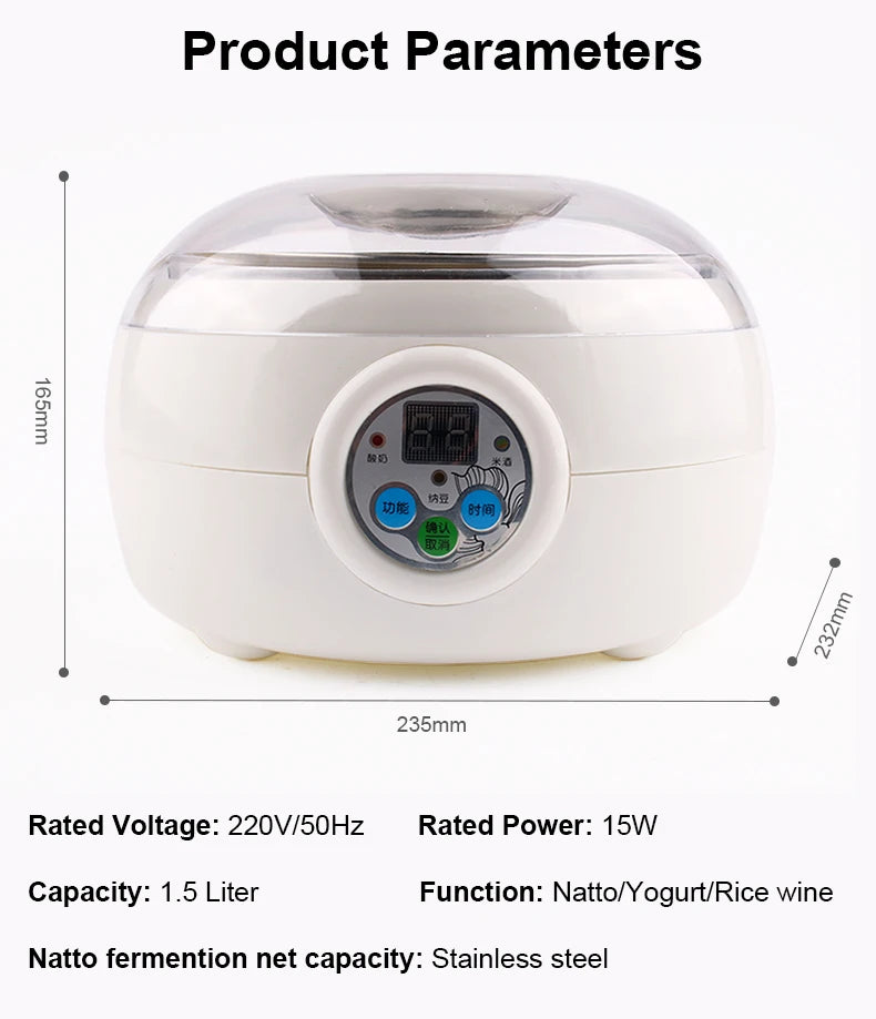 Automatic Electric Natto Maker Rice Wine Fermenting Machine Yogurt Leben Sour Cream Fermenter Yoghurt Stainless Steel Liner Cup