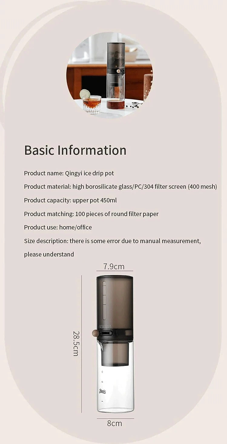 Protable Glass Drip Filter Ice Drop Coffee Maker