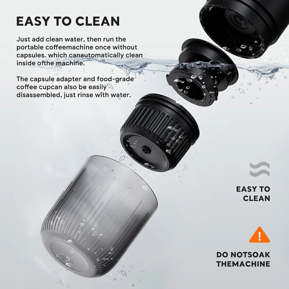 RECAFIM Wireless Electric Portable Espresso Coffee Machine for Car Home Camping Coffee Maker Fit Nespresso Dolce Capsule Powder
