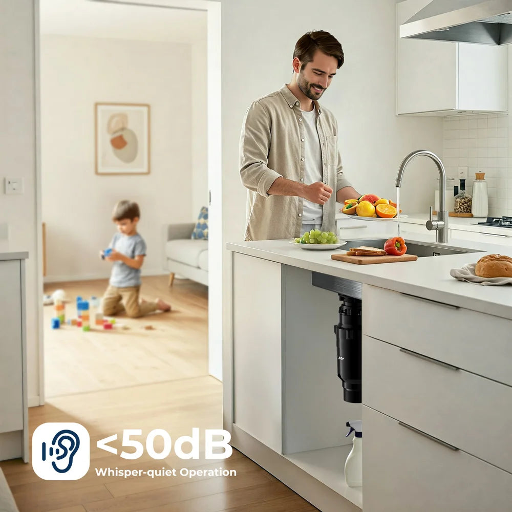 Continuous Feed Garbage Disposal with Sound