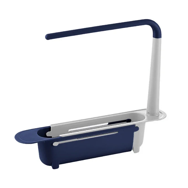 Kitchen Telescopic Sink Organizer Rack Telescopic Faucet Organizer for Soap Towel Sponge Storage Adjustable Shelf Storage Rack